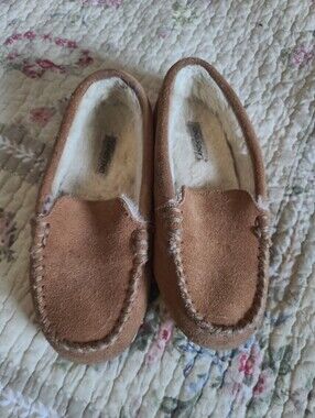 Lands End Kids Cozy Moccasin Slipper - Brown 2